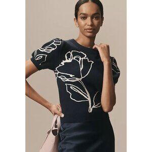 NWT Size XS - Anthropologie Maeve Maxine Puff-Sleeve Sweater Tee